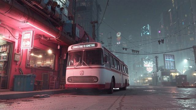 Last Bus Home  Cyberpunk Ambience  Distant City Noise & Peaceful Sci-Fi Music for Nostalgia & Rest