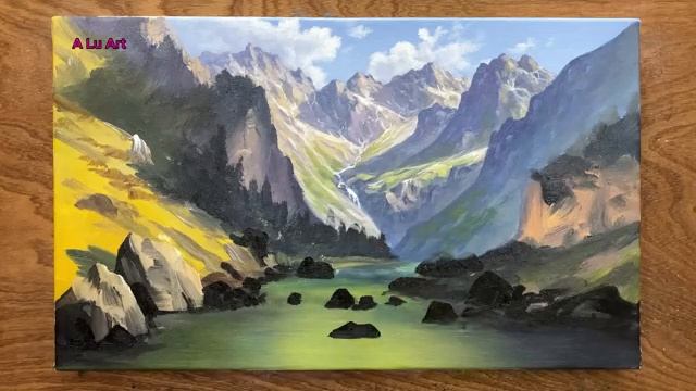 Как нарисовать горный пейзаж акрилом