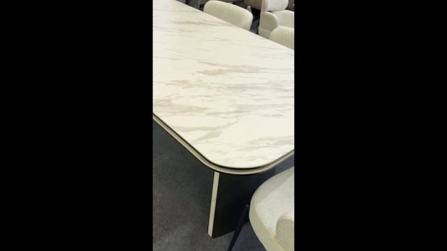 Стол обеденный Q-Home Valdemar, 180/260 см, раздвижной, белый мрамор матовая керамика
