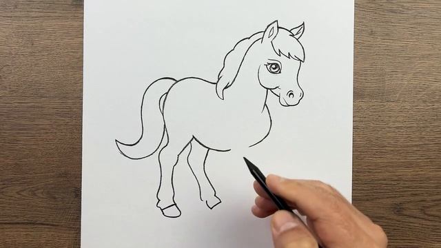 Как нарисовать милую лошадь карандашом шаг за шагом