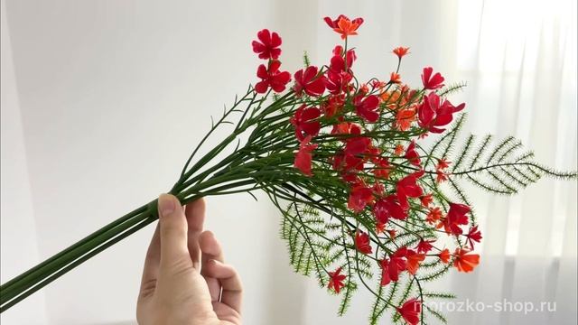 Искусственный букет ДЫХАНИЕ ЛЕТА, красные цветы, 43 см, 5010030