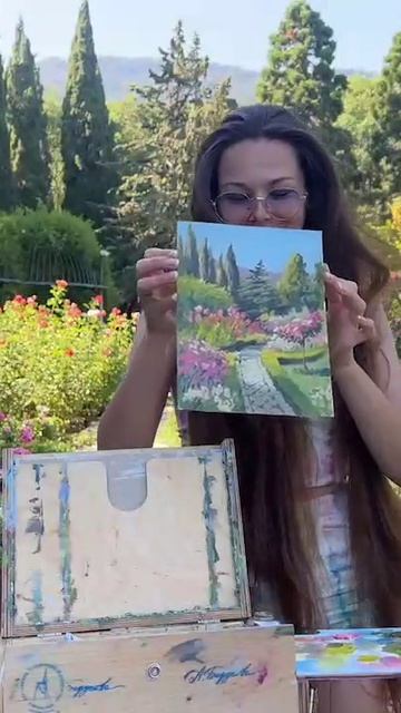 #картина  #художник пейзаж #ирл #стрим #пленэр #сад #ботаническийсад #стрим