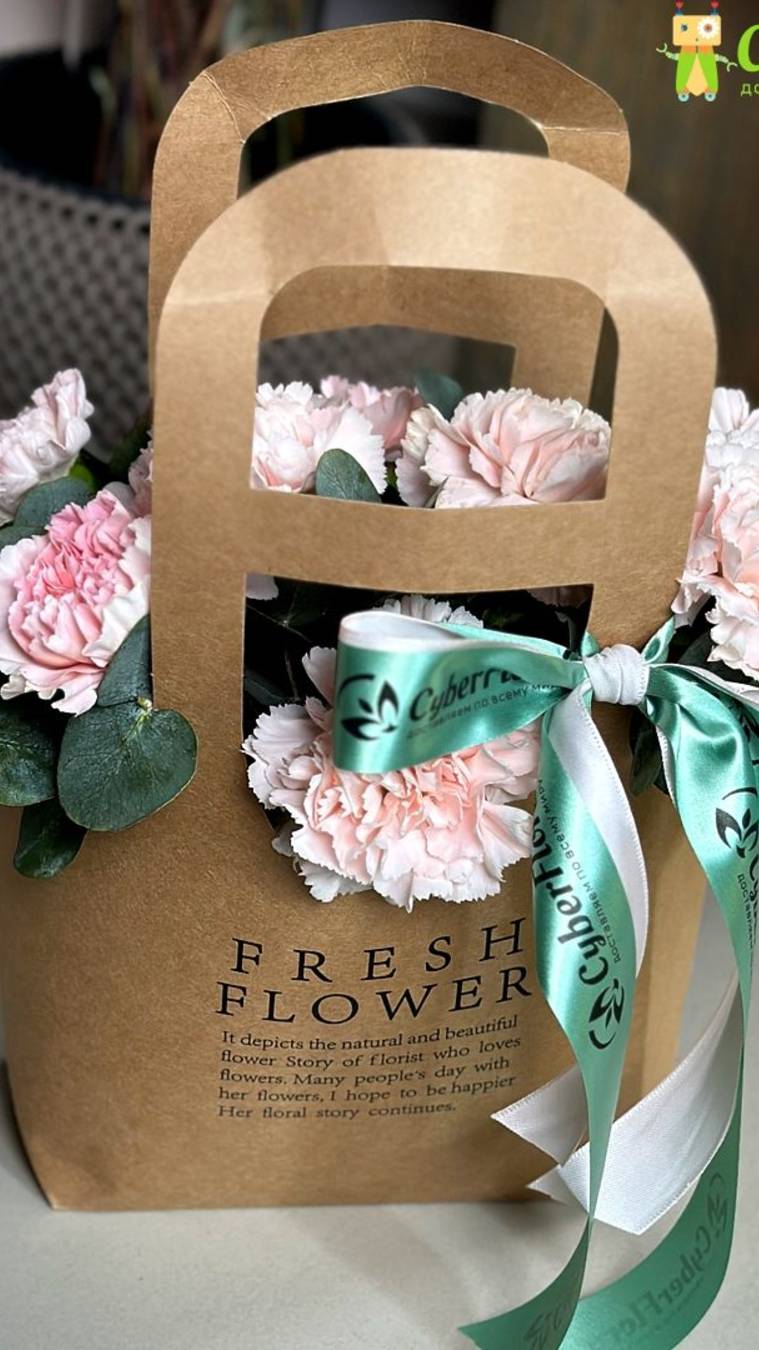 Доставка цветов Cyber Flora® | Кибер Флора® в Ессентуках -  Сумочка с гвоздиками