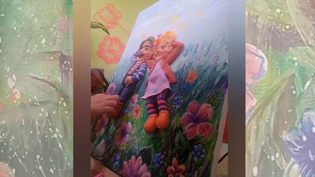 Своими руками декоративное панно 2 часть. Цветы из воздушного пластилина