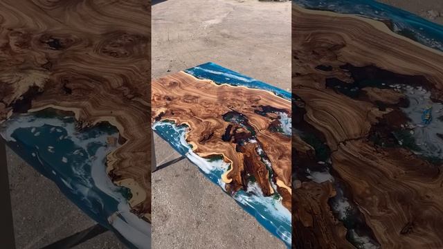 Стол-река с подводной жизнью: карагач и морская тематика 💧🌿