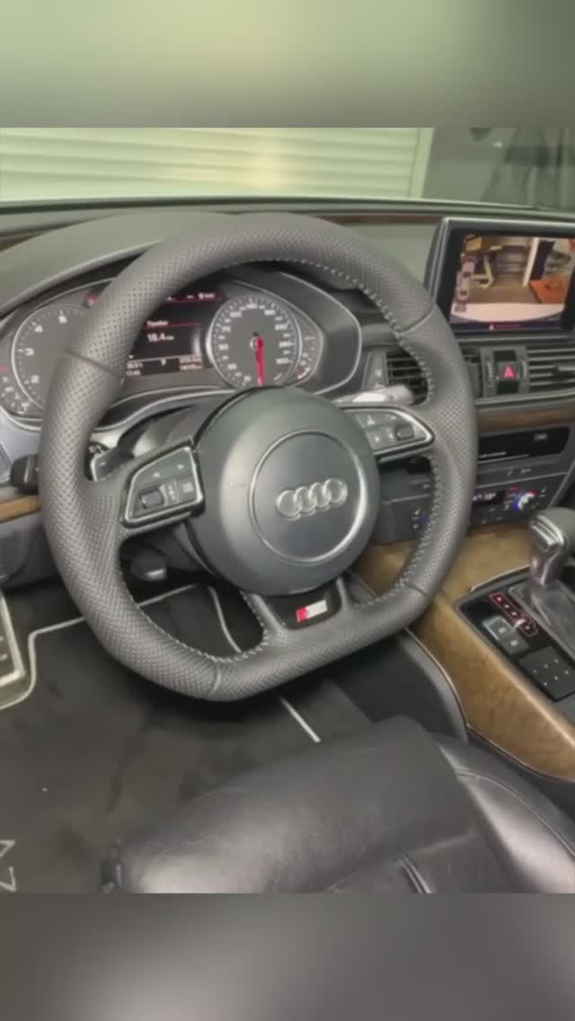 Перетяжка руля Audi A7 под оригинал в натуральную кожу.
