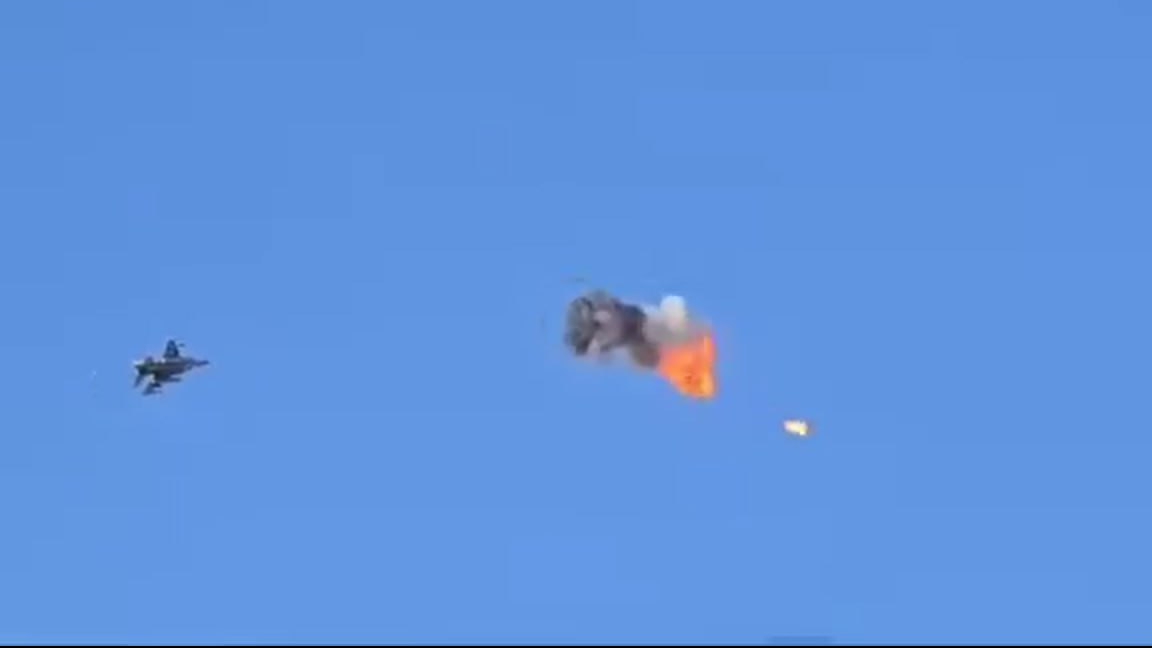 Перехват дрона Shahed-136 израильским F-16