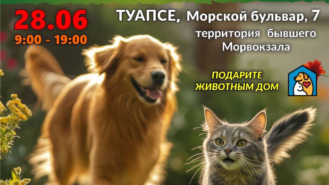 В Туапсе 28.06.2025 пройдет выставка-пристройство бездомных животных.