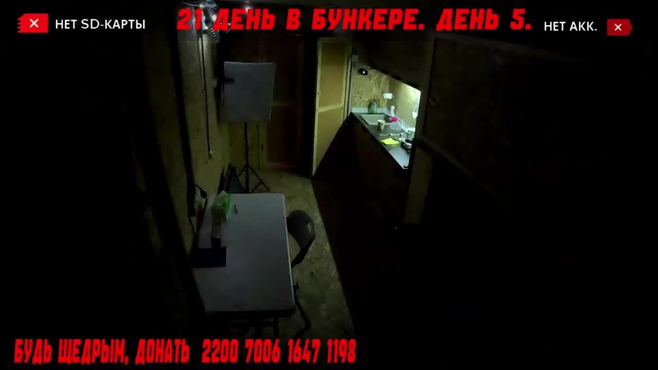 Главная камера. Онлайн трансляция по изоляции человека в подземном бункере.