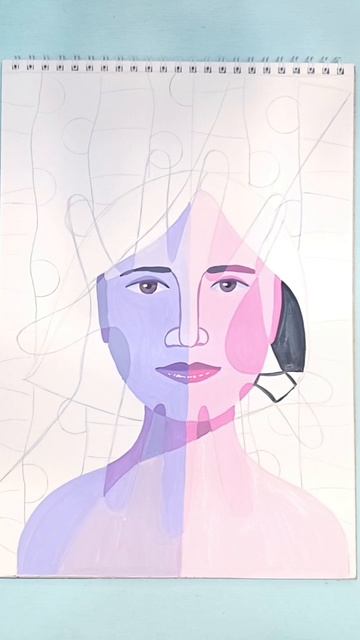 Рисую необычный портрет гуашью
