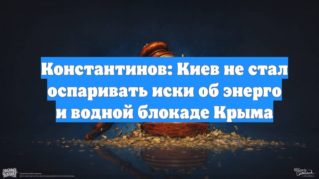 Константинов: Киев не стал оспаривать иски об энерго и водной блокаде Крыма