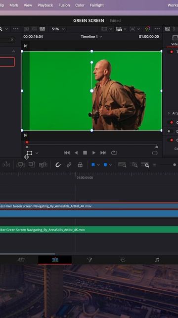 Green screen effect in DaVinci Resolve