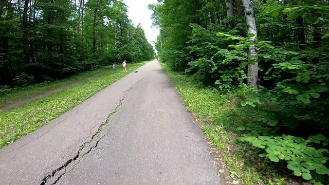 Катаюсь на электровелосипеде KUGO от первого лица по лесопарку