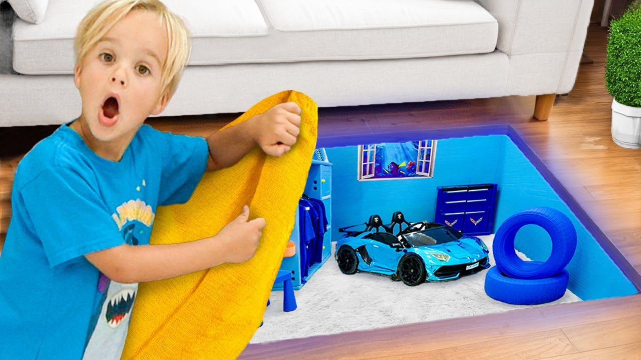 Влад и Ники. Крис и друзья строят 4 секретные комнаты в одном цвете! Видео для детей.