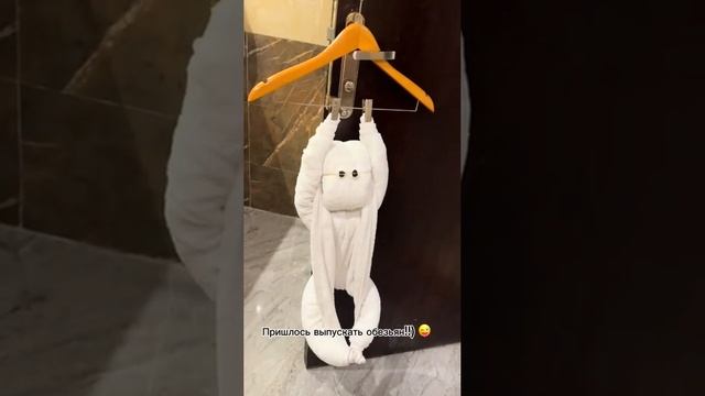 Девушка заехала в отель и устроила с уборщиком настоящую битву за звание мастера полотенечных фигуро