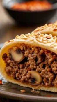 Лаваш с фаршем и грибами в духовке