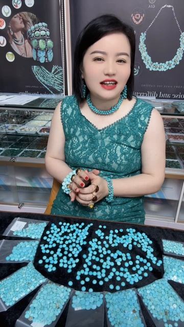 250619-2 Sleeping Beauty Turquoise Cabochon: Frozen Deep-Sea Blues on Fingertips