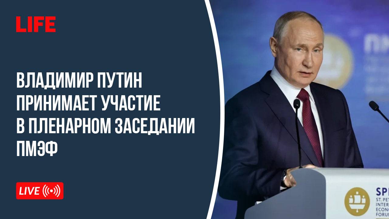 Владимир Путин выступает на пленарном заседании ПМЭФ