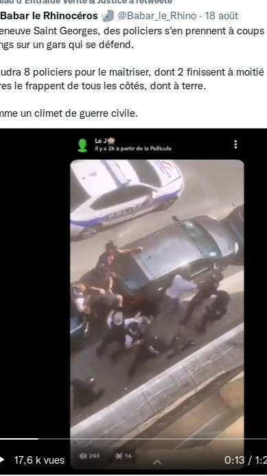 Villeneuve Saint Georges, des policiers sen prennent à coups de pieds et poings sur un gars qui se d