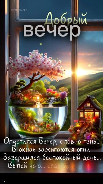 С чудесным вечером. Музыкальная открытка поздравление.