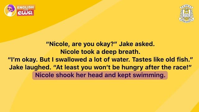 Easy English Story for Beginners + English QUIZ 🎧  Nicole's Big Swim  🏊🌊 English Audiobook Level