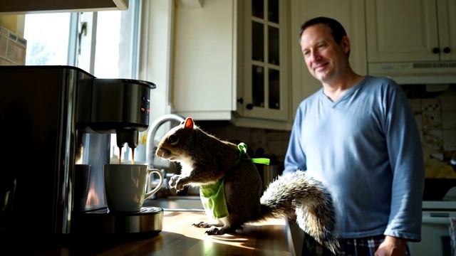 ДОМАШНЯЯ БЕЛОЧКА 🐿️ ГОТОВИТ КОФЕ ☕