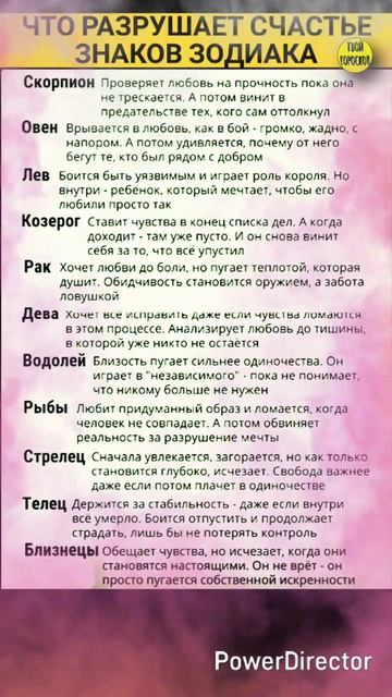 Что рушит счастье знаков зодиака