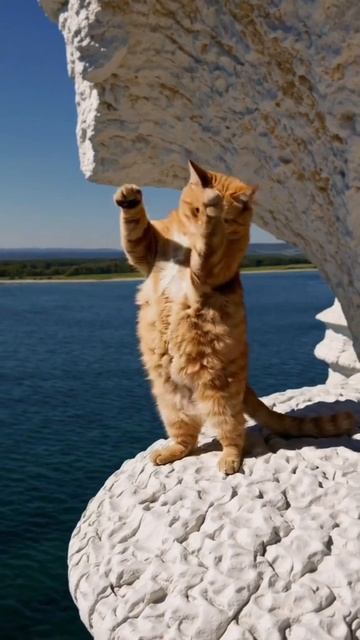 КОТИК ТАНЦУЕТ НА СКАЛЕ 🌊