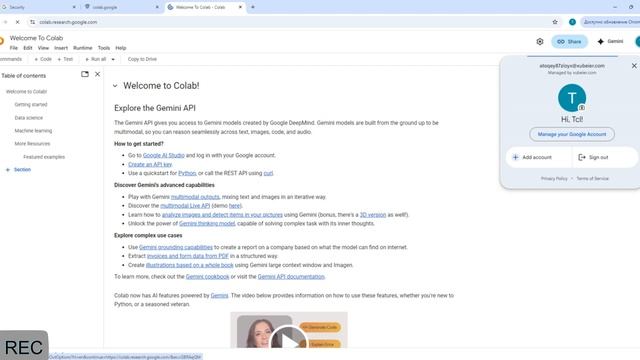 colab.google + youtube