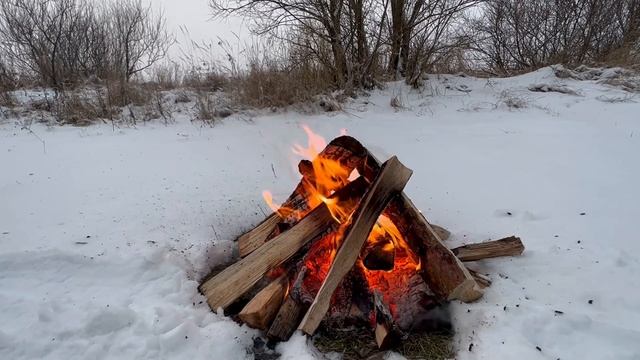 Костер в зимнем лесу - relax релакс видео, смотрим отдыхаем, видео длядуши