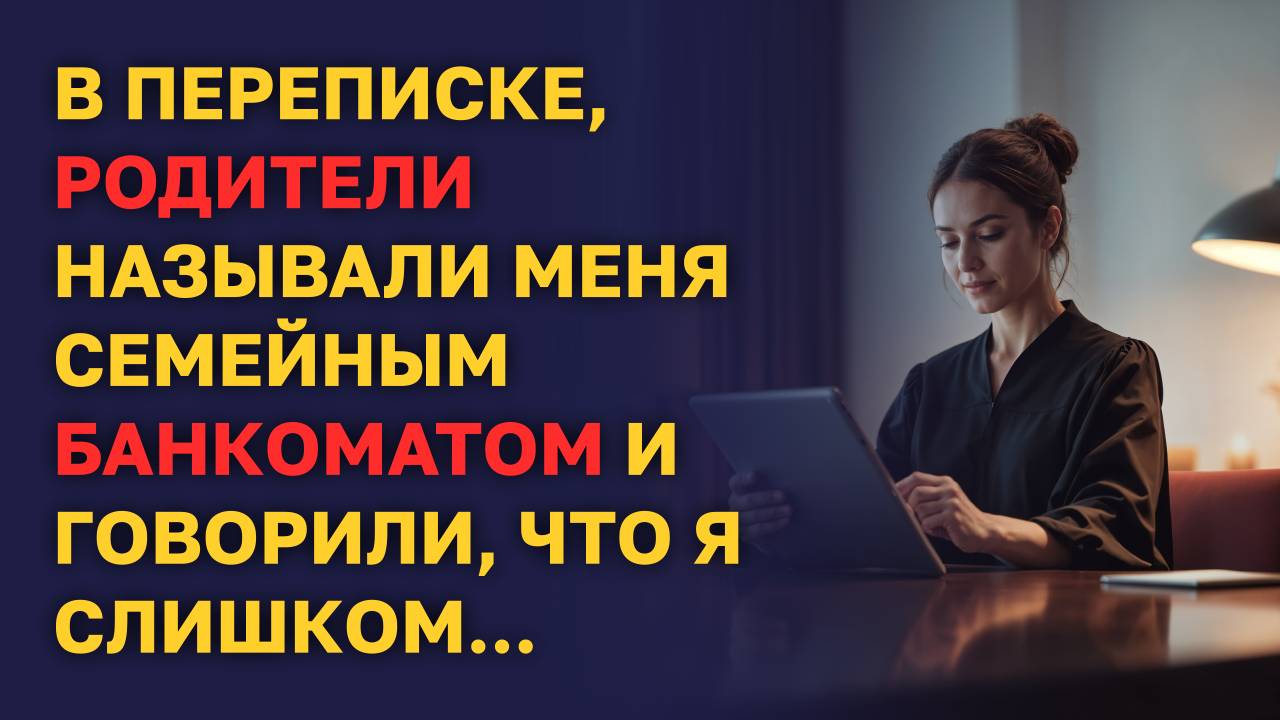 В переписке, родители называли меня СЕМЕЙНЫМ БАНКОМАТОМ и говорили, что я СЛИШКОМ...