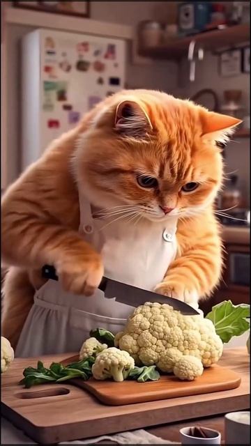 Как котик еду готовил