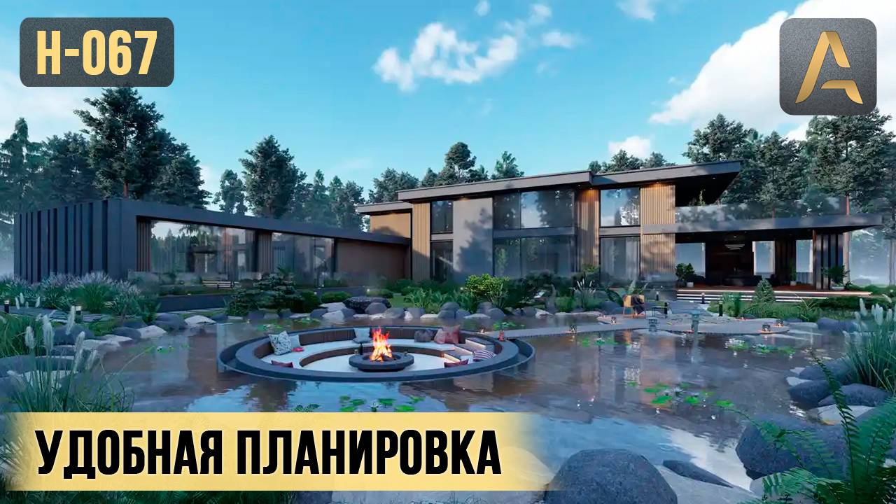 Роскошный дом в стиле Хай-Тек. Проект дома с гаражом, сауной, бассейном, террасами и балконами