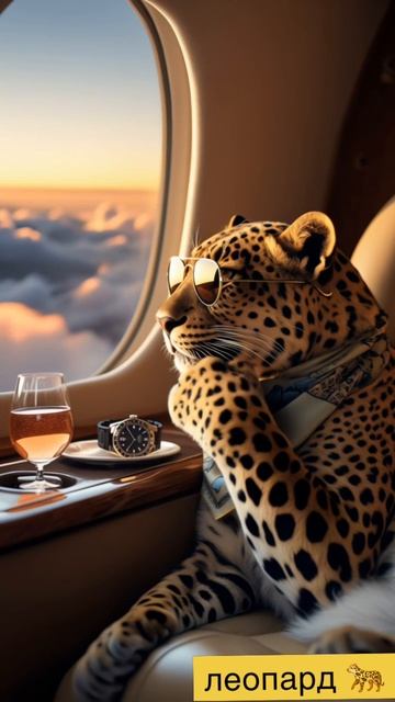 Леопард 🐆 летит в самолёте 💺