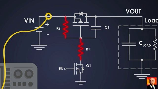 Как остановить пусковой ток с помощью P-канального MOSFET Схема ограничения пускового тока  NMOS-схе