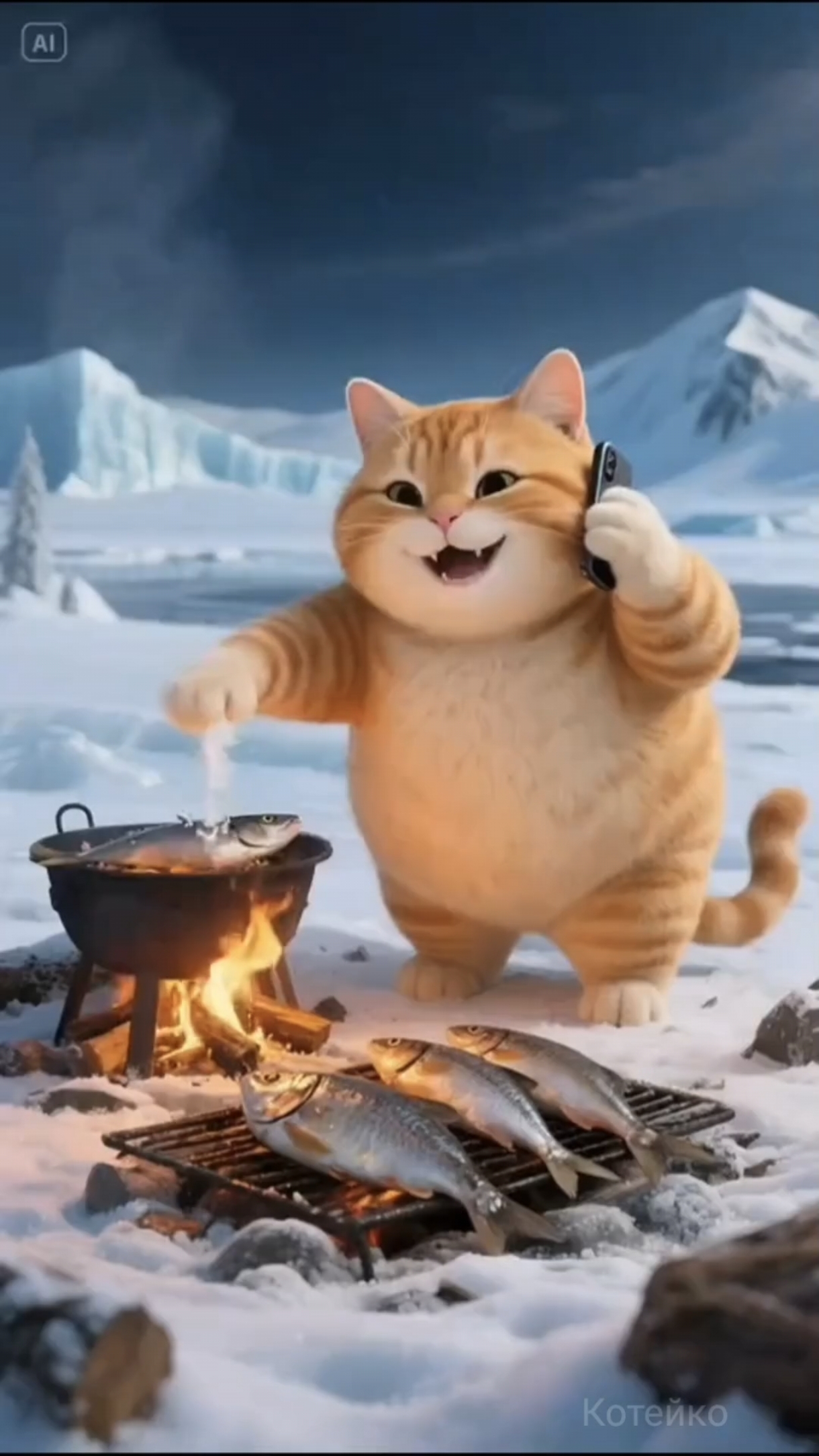 Котейко готовит, 18. Зимняя рыбалка