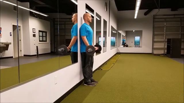 Подъём EZ штанги на бицепс спиной к стене / EZ Bar Curls Back To Wall