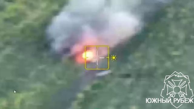 👍📌📣Уничтожение роботизированной тележки ВСУ операторами FPV-дронов 102 мсп в районе н.п.Попов Яр