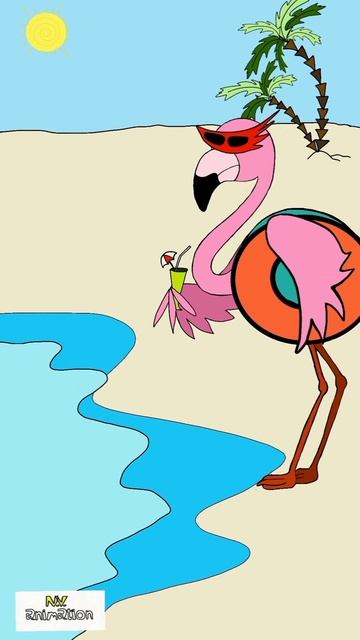 N.V. animation анимация фламинго