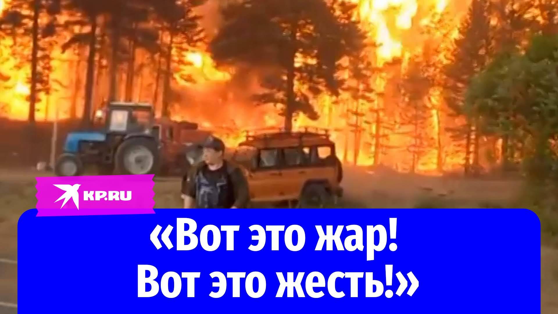 Огромный лесной пожар сняли очевидцы вдоль трассы под Читой