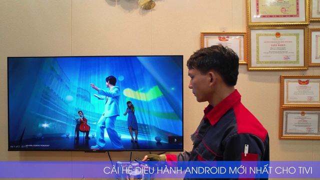 Lắp tivi xiaomi A Pro 55 inches cho gia đình cán bộ, tại phố Cát Cụt, phường An Biên