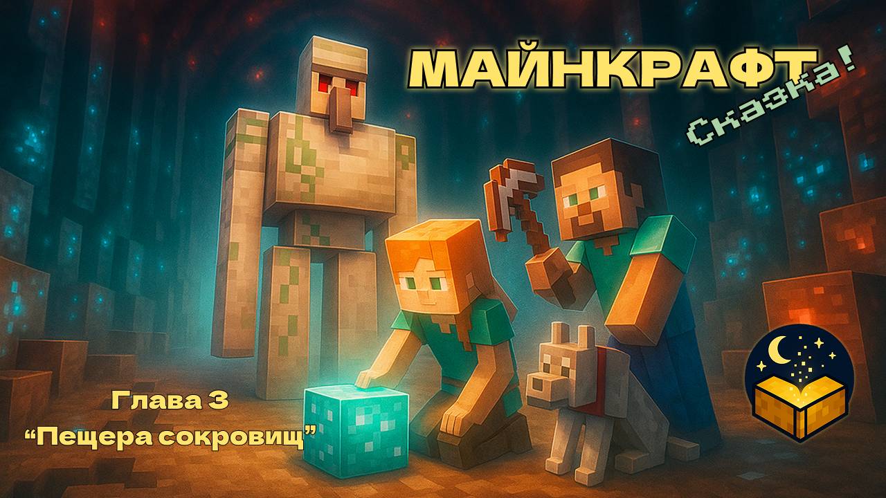 Cказка на ночь | Майнкрафт  видео: Приключения голема - Глава 3. Пещера сокровищ