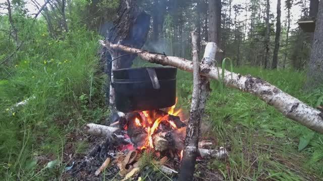 Рыбалка на ХАРИУСА в ГЛУХОЙ Тайге# БЫТ, УХА НОЧЁВКА в ЛЕСУ# СТРАШНАЯ ГРОЗА И ЛИВЕНЬ ИСПОРТИЛ ВСЁ!