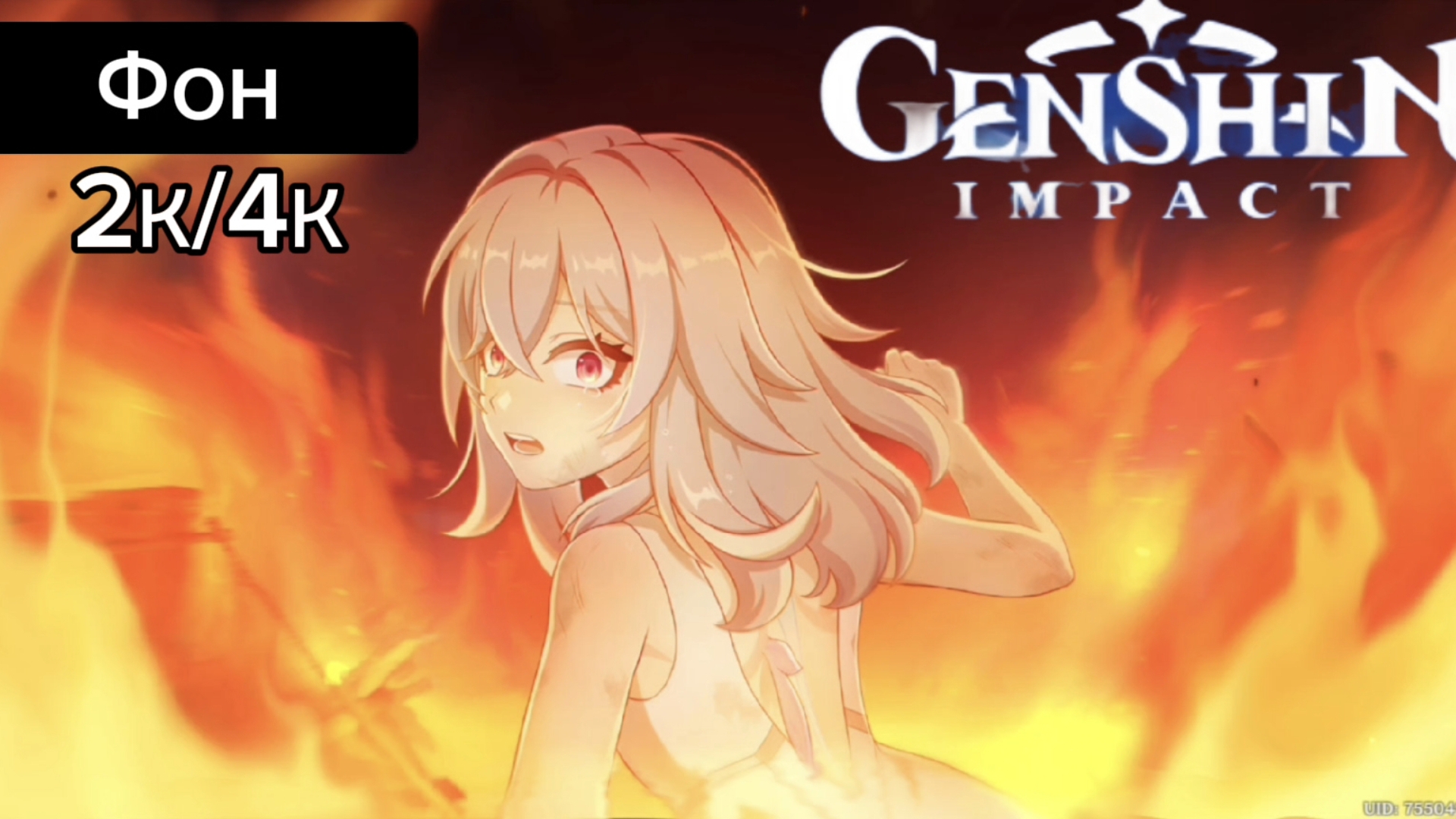Фон маленькая СКИРК в огне 2К/4К Genshin impact 5.7