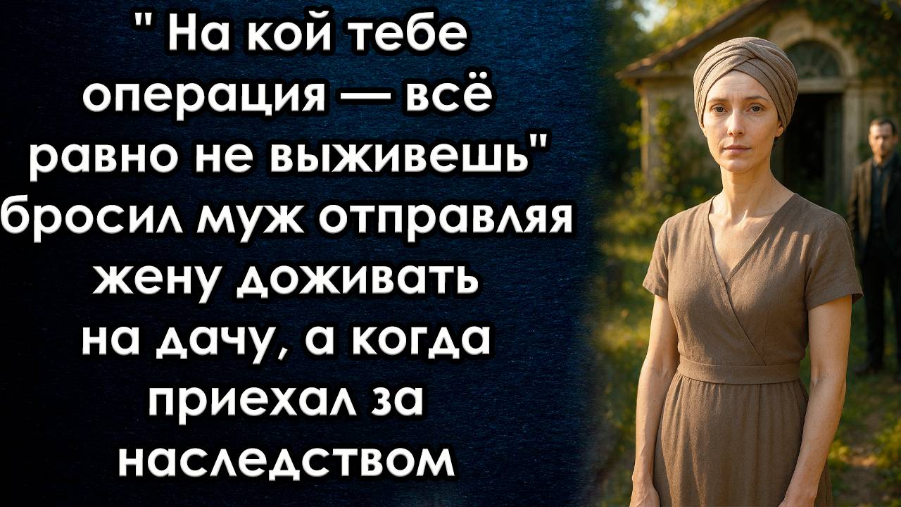 На кой тебе операция — всё равно не выживешь, бросил муж отправляя жену доживать на дачу, а когда