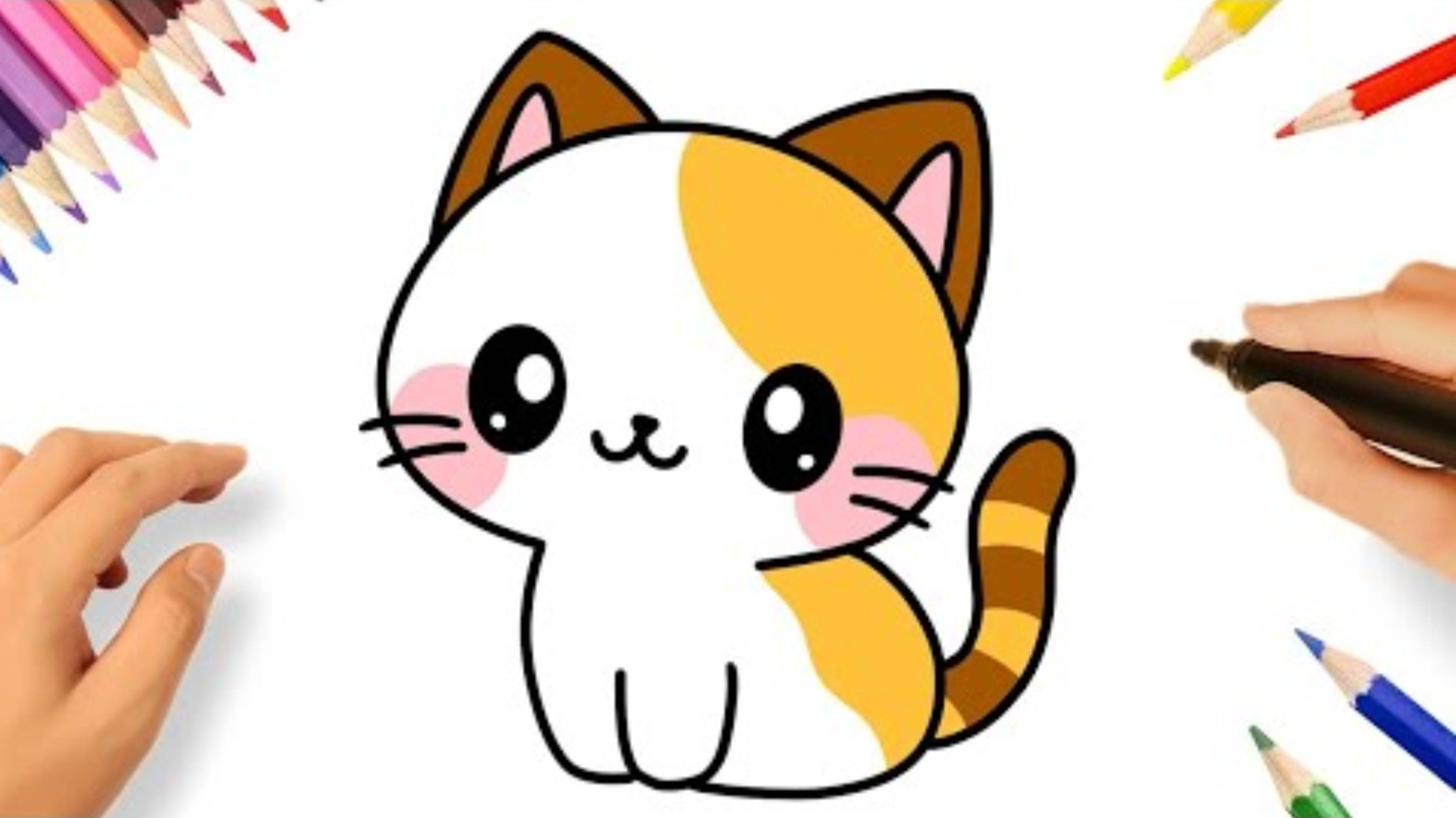 КАК НАРИСОВАТЬ КРАСИВОГО КАВАИЙНОГО КОТЕНКА ШАГ ЗА ШАГОМ 😻❤️