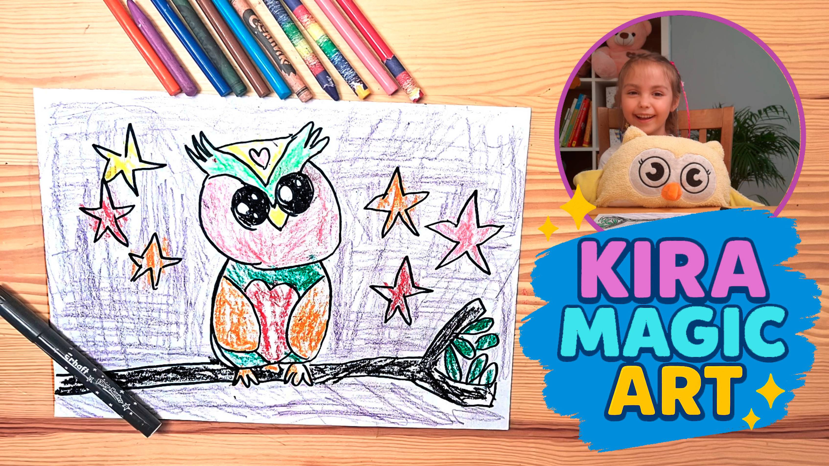 🦉Как нарисовать СОВУ! | Рисование для детей с Кирой