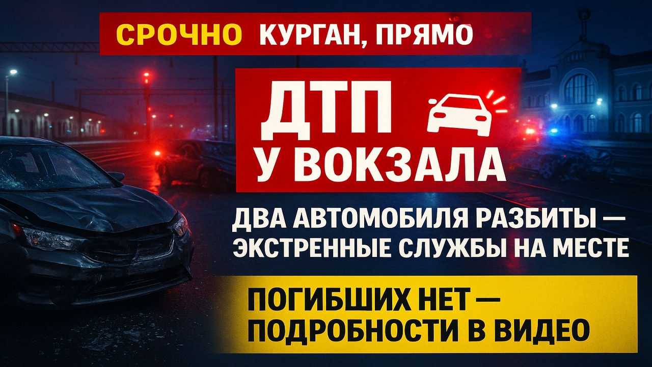 Срочно! У вокзала в Кургане около ЖД‑вокзала разбились два автомобиля — экстренные службы на месте