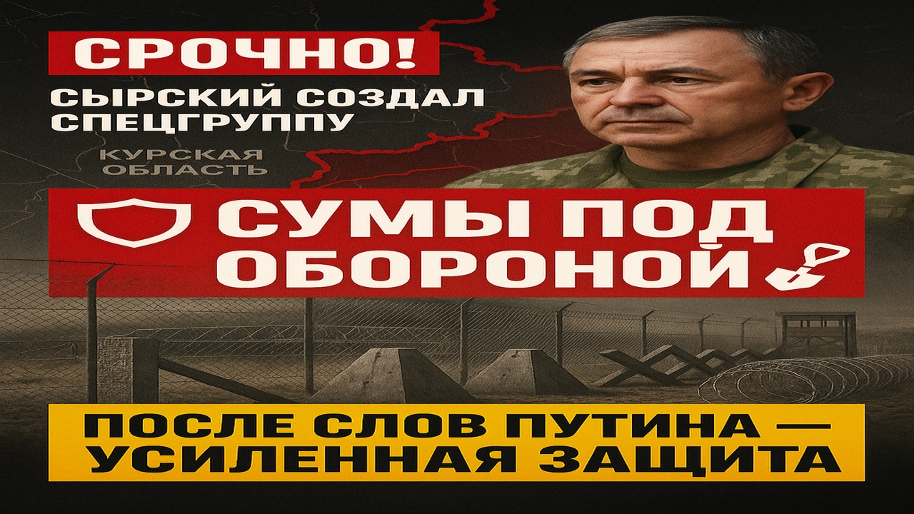 ⚡ Срочно! Сырский создал спецгруппу для обороны Сум после слов Путина