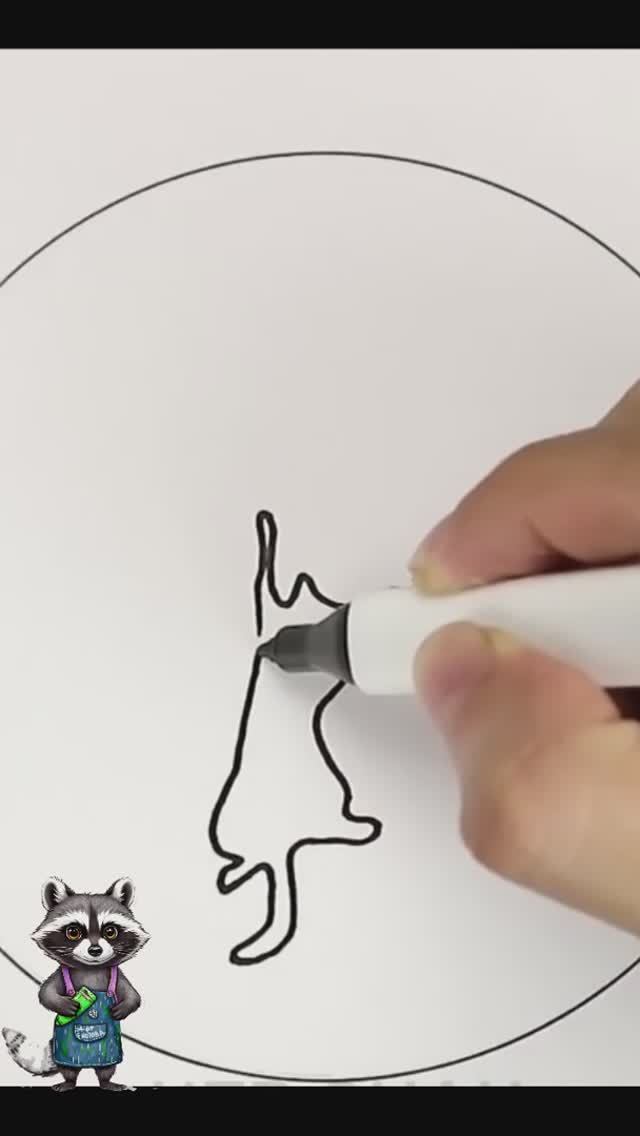 Рисунок с котиком и линиями. зендудлинг. Зенарт.